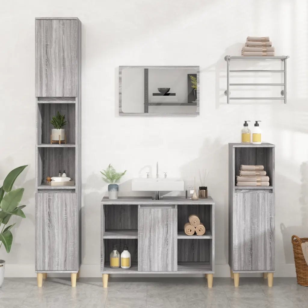 Mobile Lavabo Grigio Sonoma 80x33x60 cm in Legno Multistratocod mxl 127206