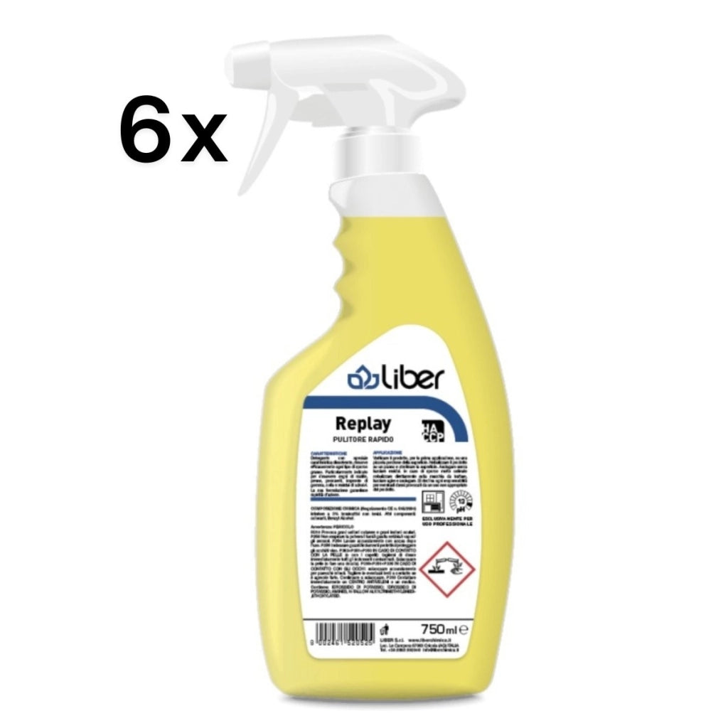 Replay 6 Pezzi x 750 ml, Solvente per Pennarelli Colla e Residui di Adesivi | Liber