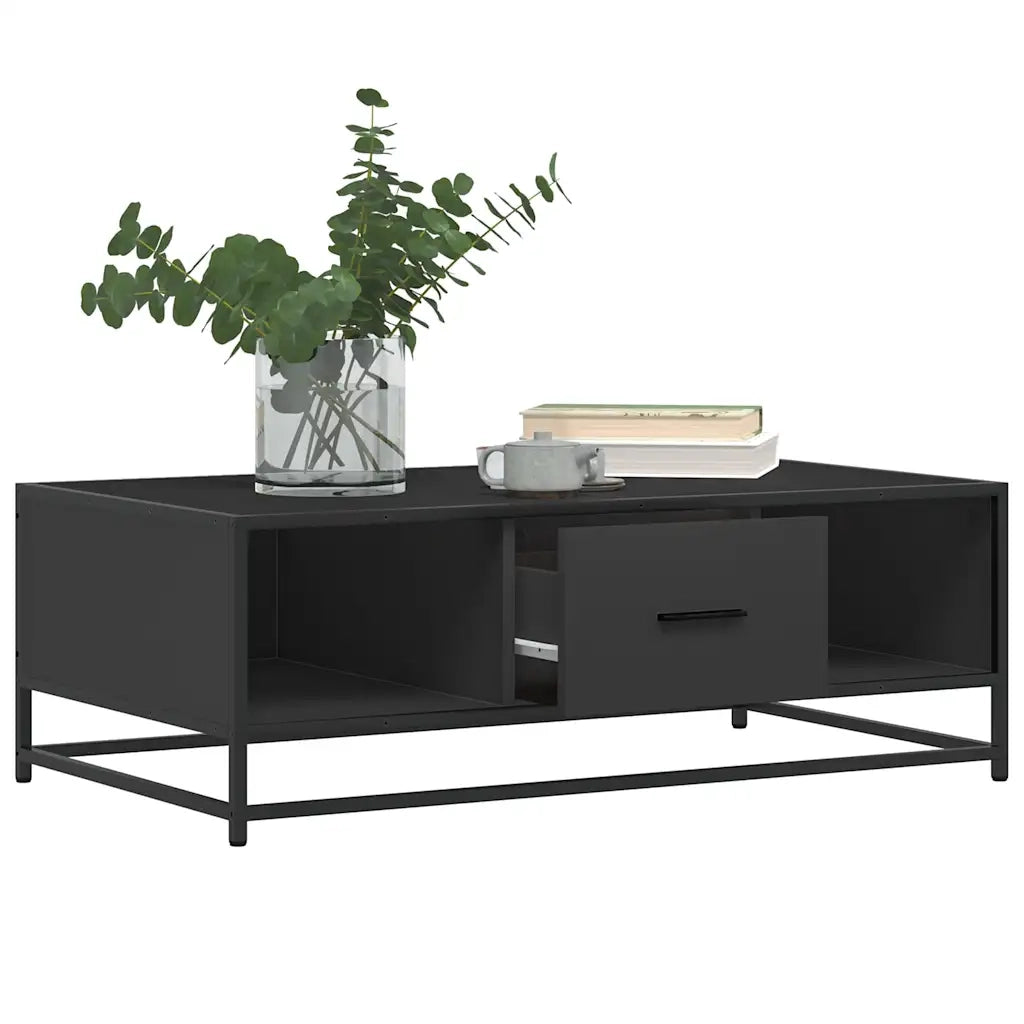 Tavolino Salotto Nero 100x57x35 cm in Truciolato e Metallo 848759