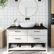Piano Bagno Marrone Scuro 100x50x2 cm Legno Massello Trattato 3156227