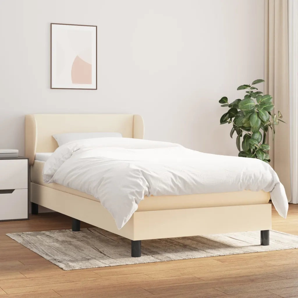 Giroletto a Molle con Materasso-Struttura Letto Crema 90x190 cm in Tessuto 644955