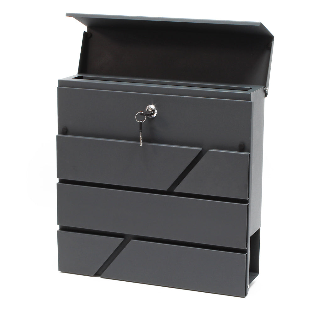 Cassetta postale V14 con vano portagiornale, verniciata a polvere, antracite