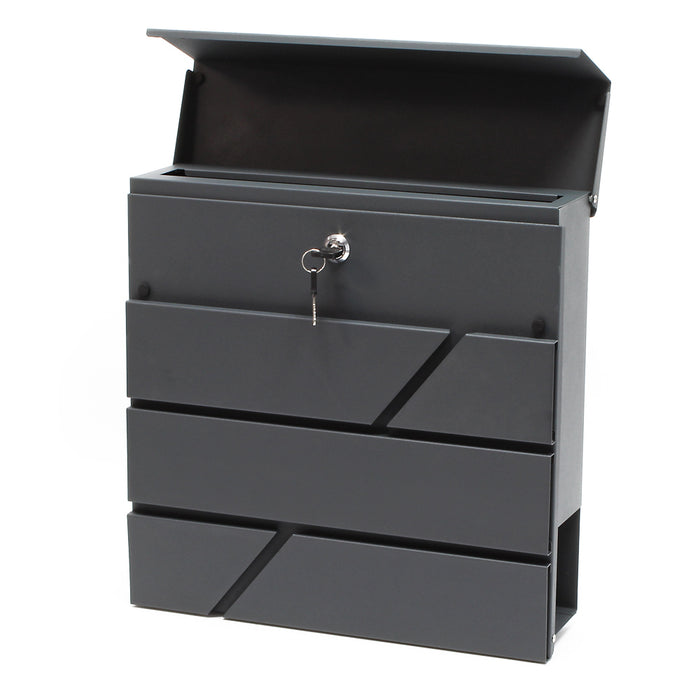 Cassetta postale V14 con vano portagiornale, verniciata a polvere, antracite