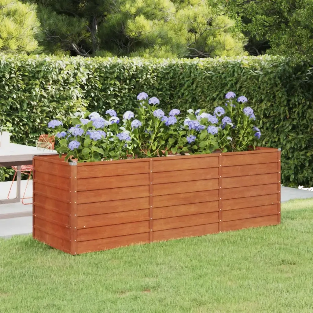 Fioriere | Cassetta per fiori | Letto Rialzato da Giardino Ruggine 240x80x77 cm Acciaio Corten
