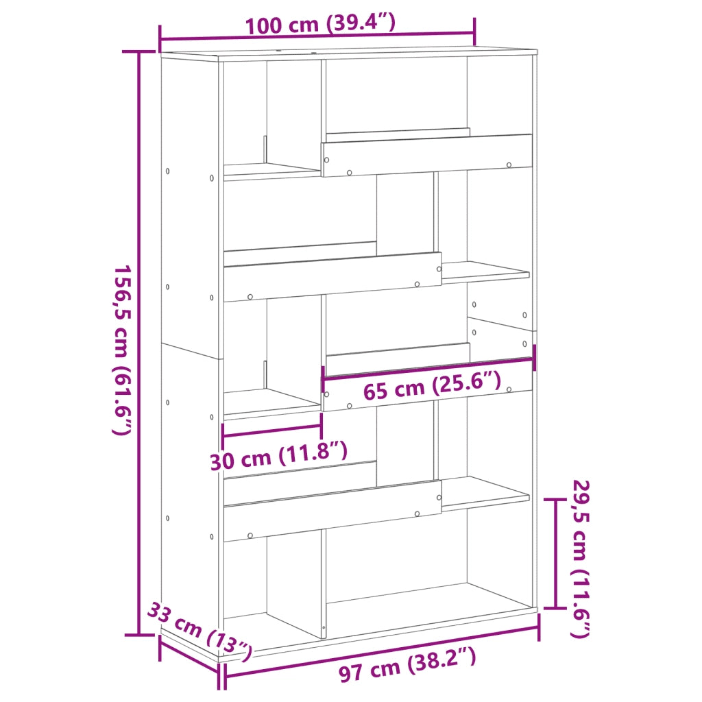 Libreria Grigio Cemento 100x33x156,5 cm in Truciolato 3309342