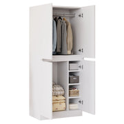 Armadio Guardaroba Bianco 70×40×170 cm con 2 Ante; Ripiani Portaoggetti e Ampio Spazio per Camera da Letto