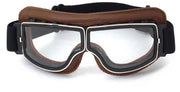 Occhiali da Motocross Vintage Cruiser per Uomo Donna Adulto - Stile Aviatore Pilot - Lederato - Marrone