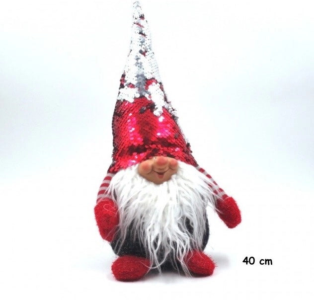 Gnomo natalizio decorazione con cappello rosso 40 cm