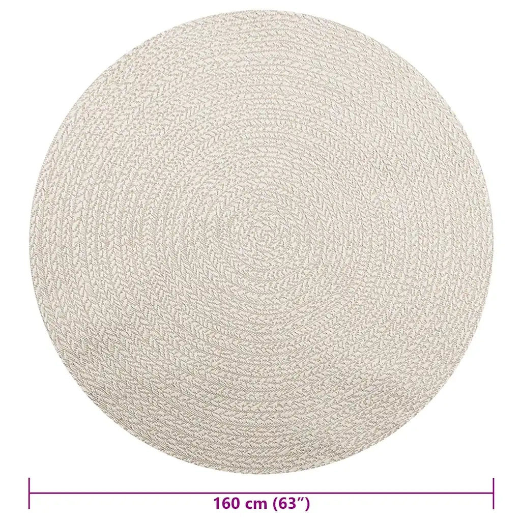 Tappeto ZIZUR Crema Ø 160cm Aspetto Iuta per Interni ed Esterni 4010386