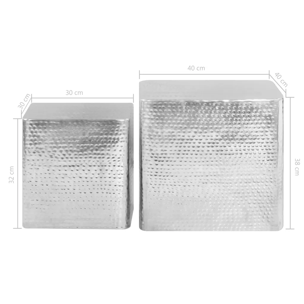 Tavolini da Salotto 2 pz Argento in Alluminio 246504