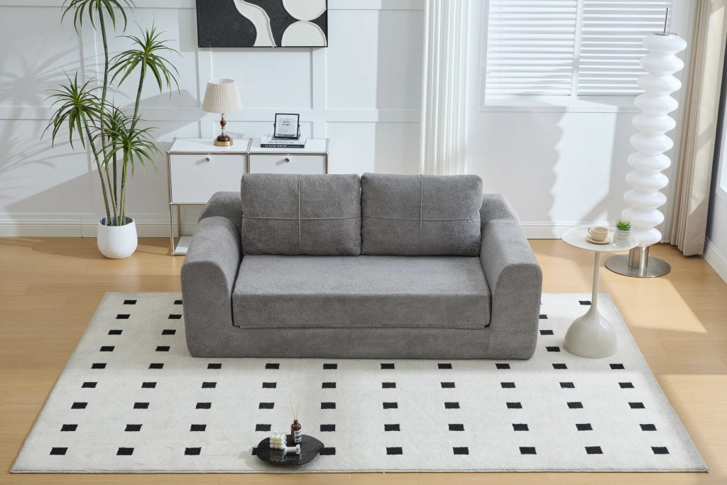 Divano Letto Pieghevole con Cuscino ¨C MINIMAL ¨C Futon Grigio Scuro 179x95x79