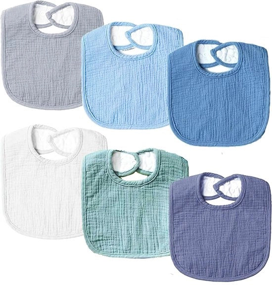 Slabbetji per neonati, slabbetji acqua-tetra e assorbenti per neonati, set unisex con chiusura a bottone (blu)