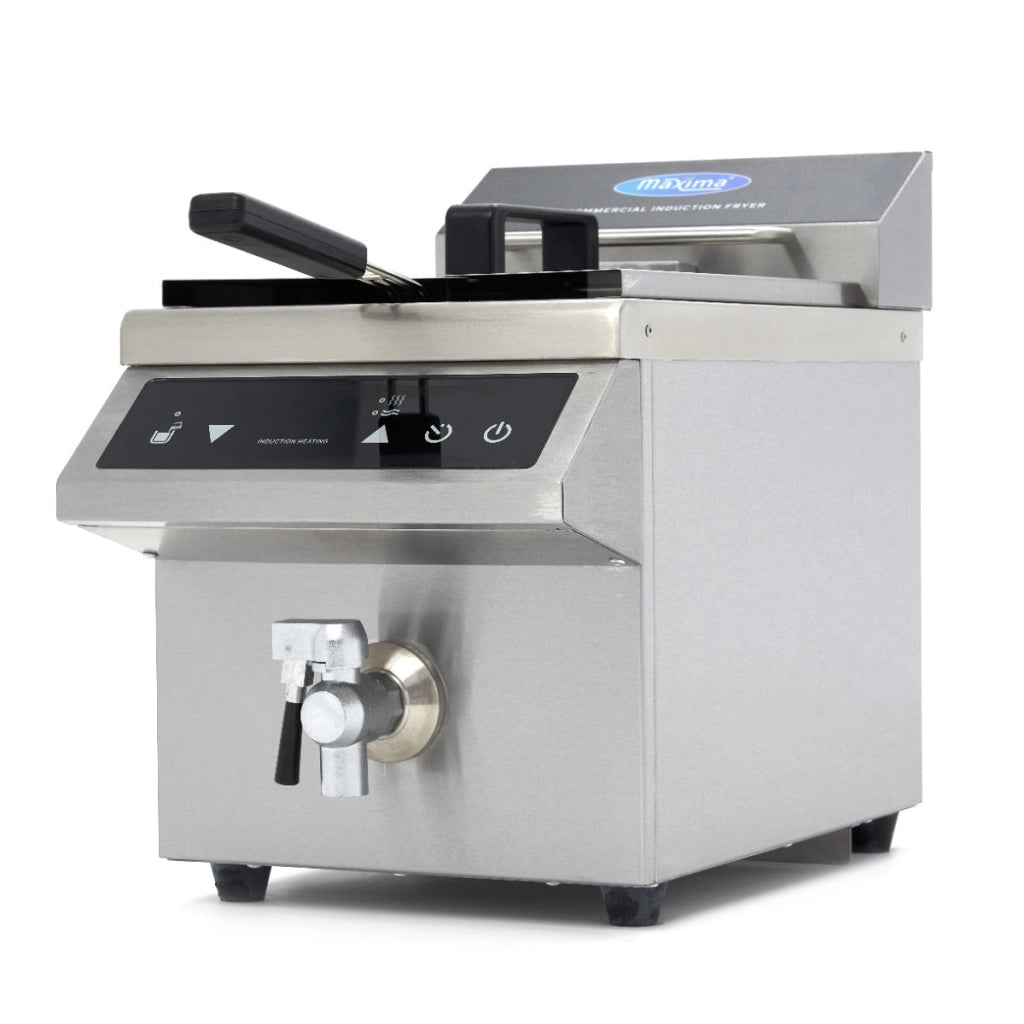 Friggitrice - 8L - 1 Cestello - Induzione - con Rubinetto di Scarico