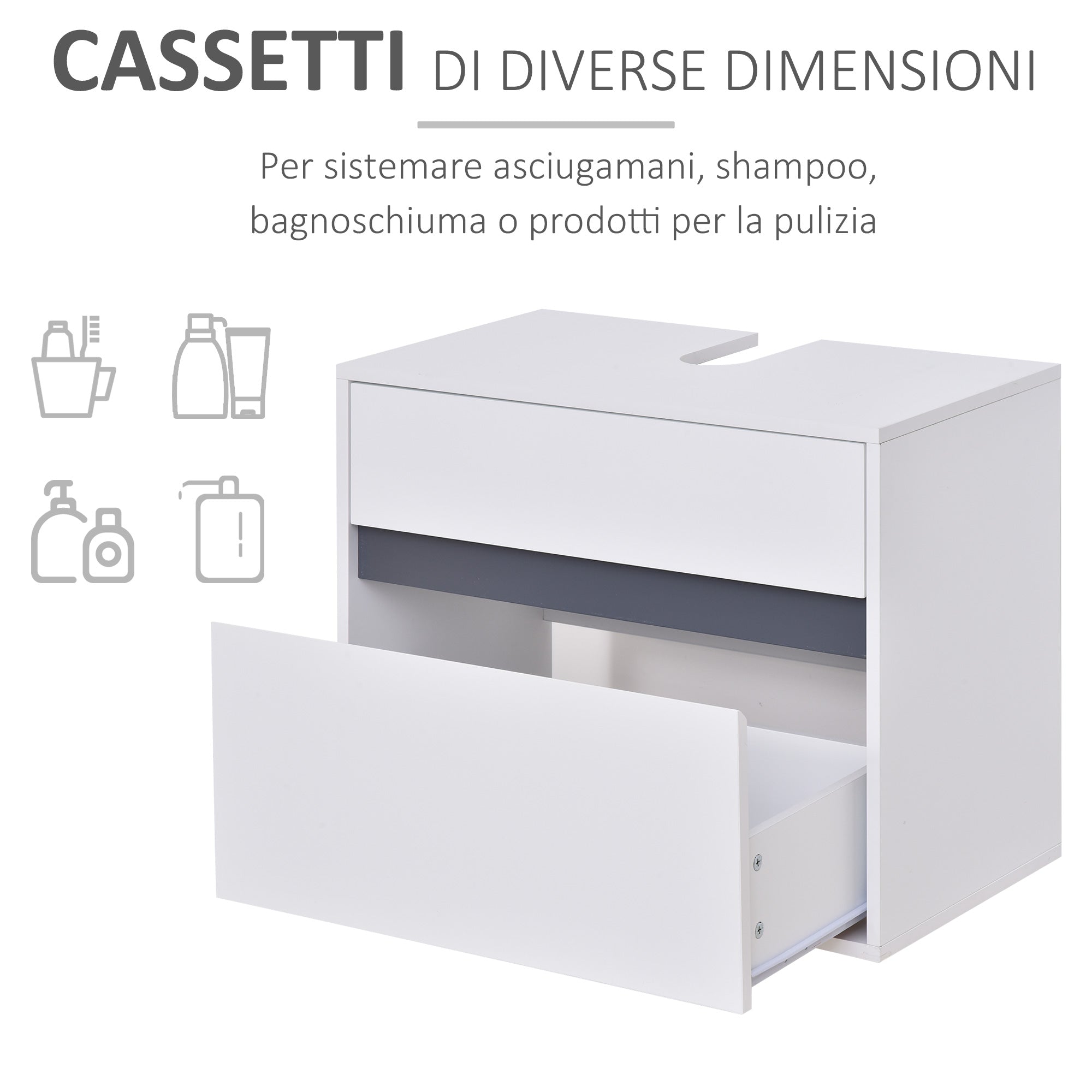 Mobile Sottolavello da Bagno 67x36x52 cm in Legno  Bianco