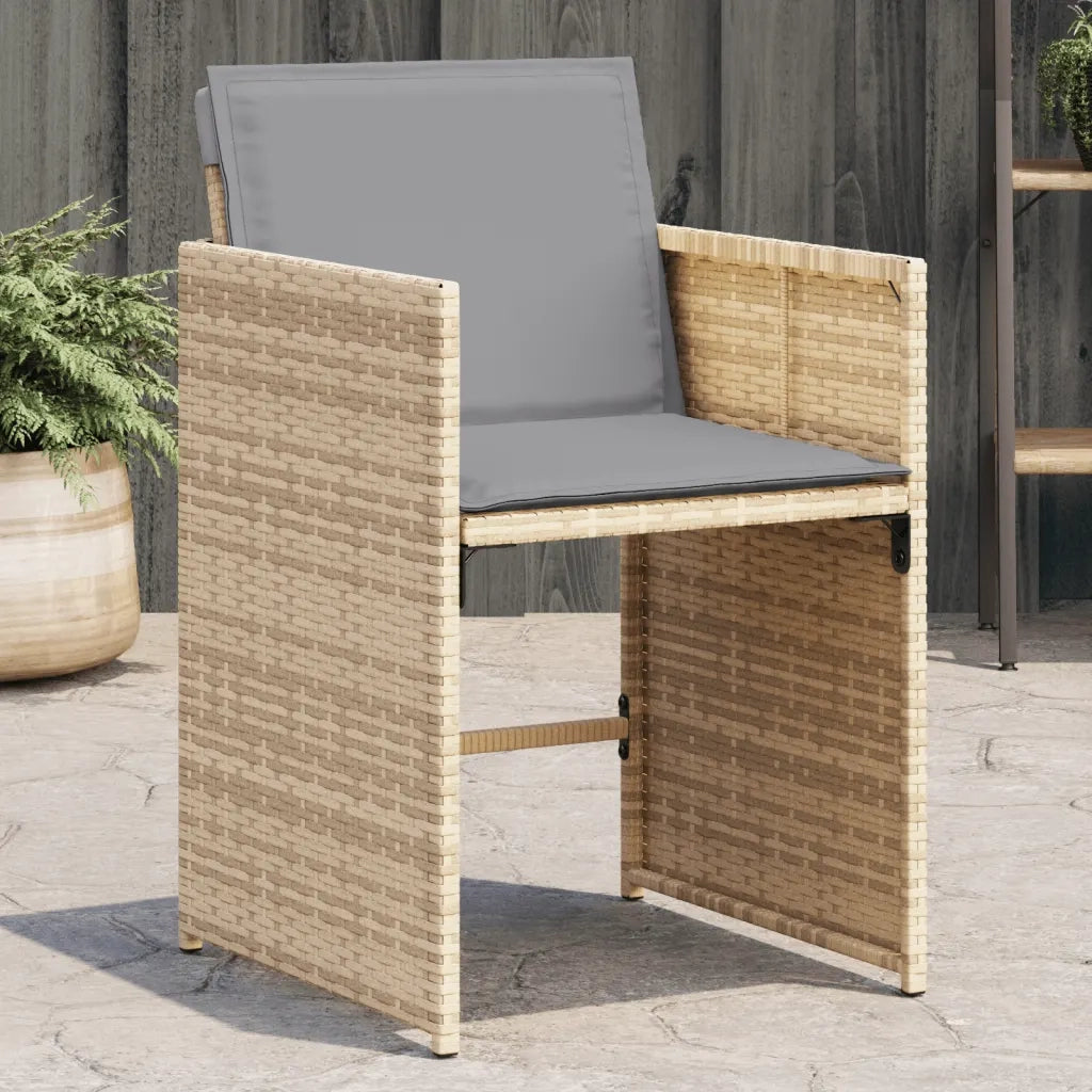 Sedie da Giardino con Cuscini 4 pz | Sedie da Esterno Beige Misto in Polyrattan