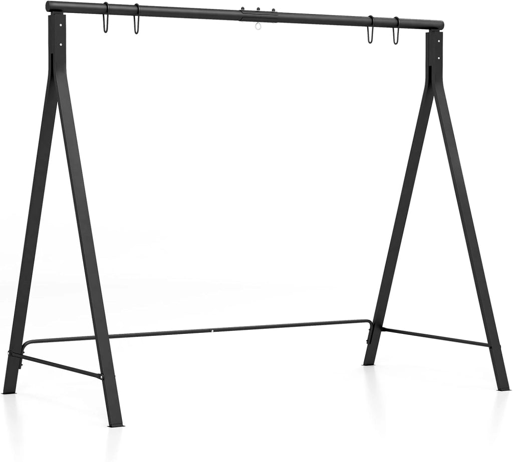 Struttura per altalena, struttura per altalena Hollywood, altalena da giardino, telaio in metallo a forma di A, supporto per altalena con 5 anelli di sospensione, 210 x 115 x 175 cm