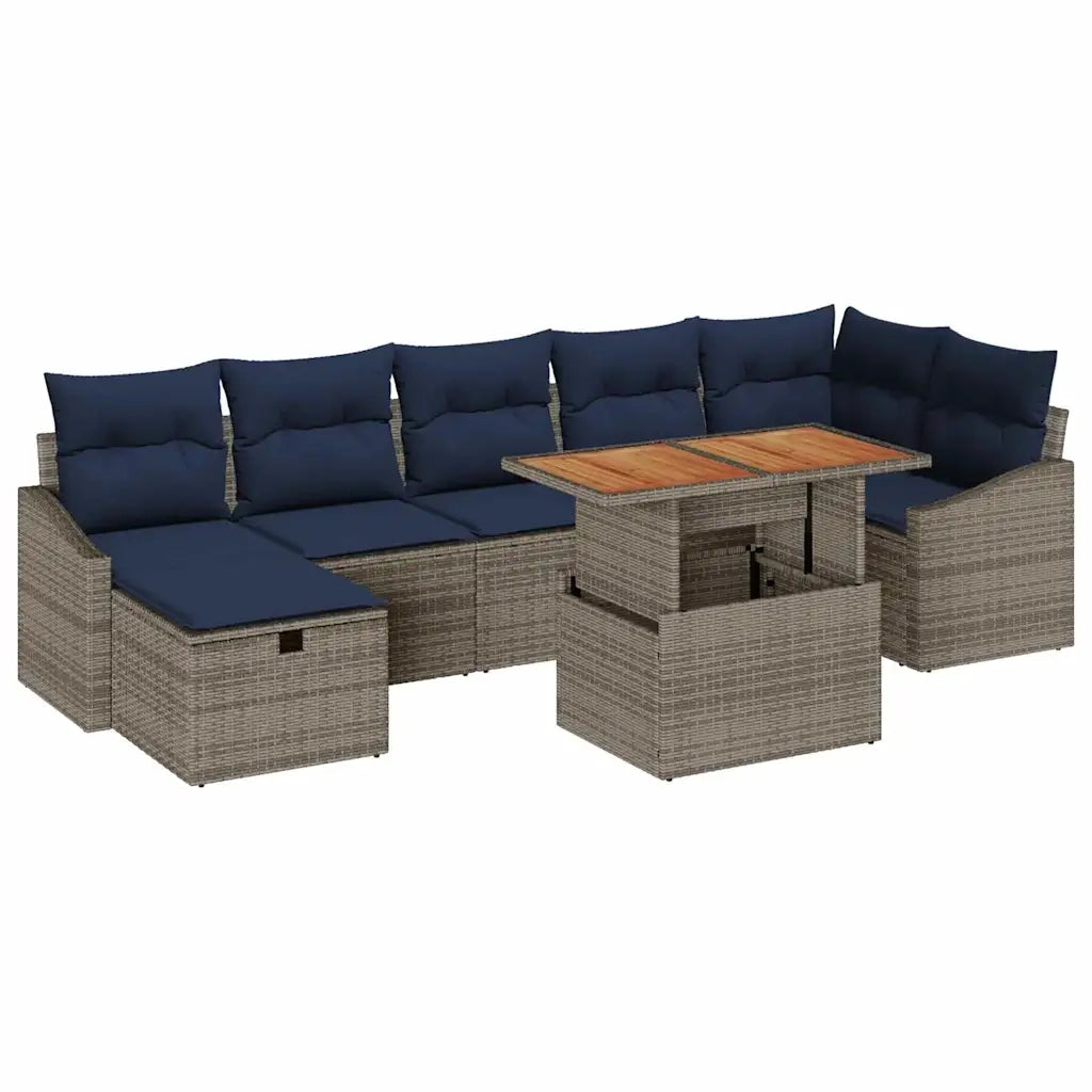 Set Divano da Giardino 8 pcs Grigio polyrattan 3361367