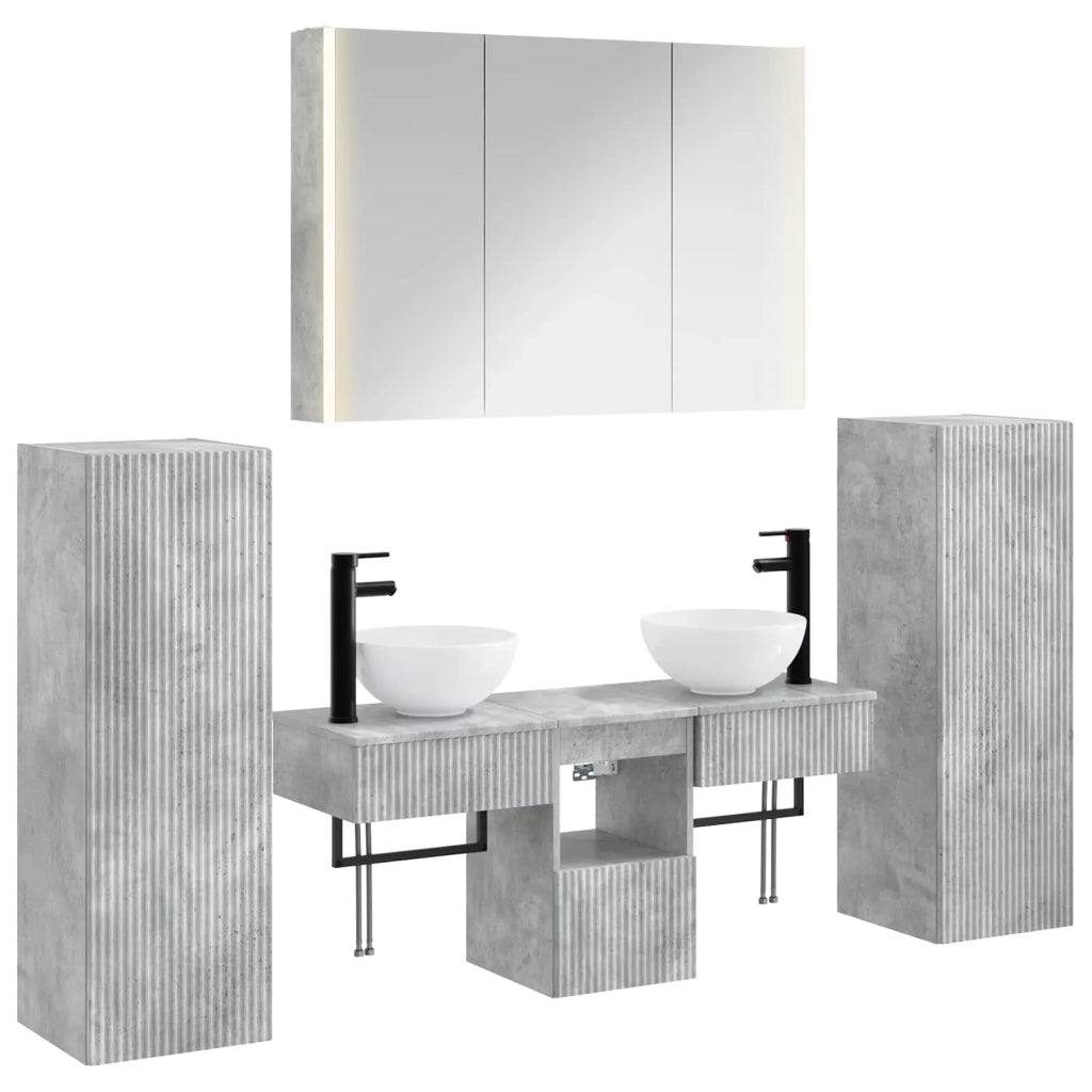 Set di mobili per il bagno 6 pcs Grigio Cemento 3407122