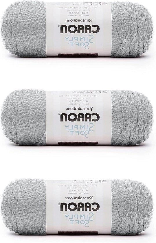 Set di 3 Pacchi di Lana Acrilica Simplice - 170g/6oz - 4 Peso Medio (Worsted) - Lana per Maglia o Ricamo Grigio a Piume