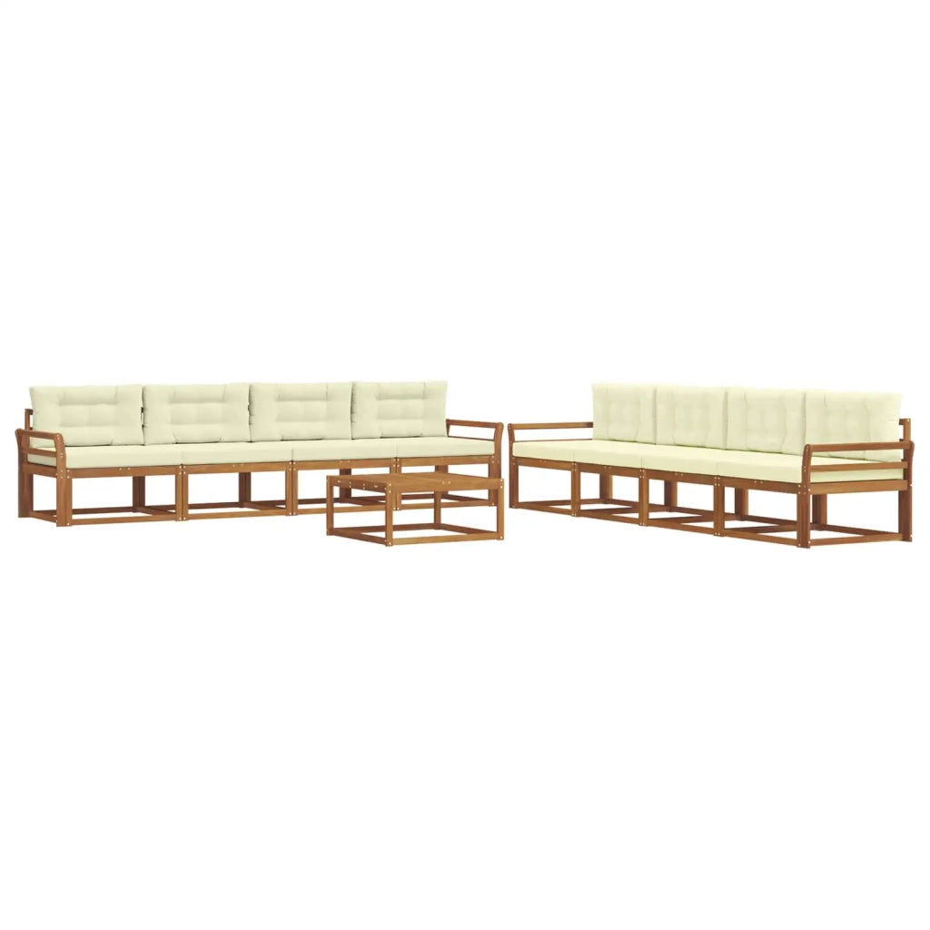 Set di divani da esterno con cuscino 9 pcs Naturale e Crema 3367368