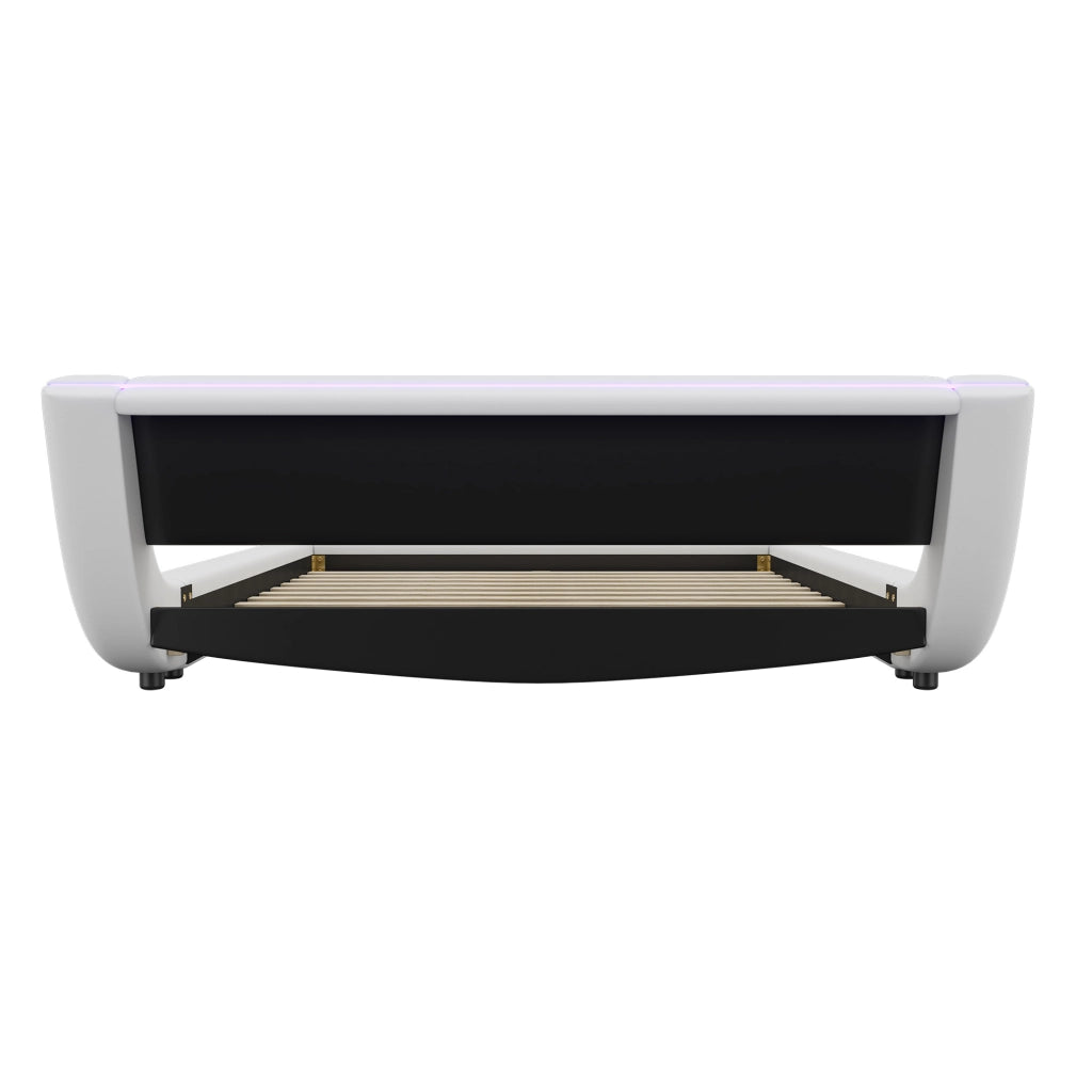 Letto a pavimento bianco 140x200 cm con illuminazione a LED