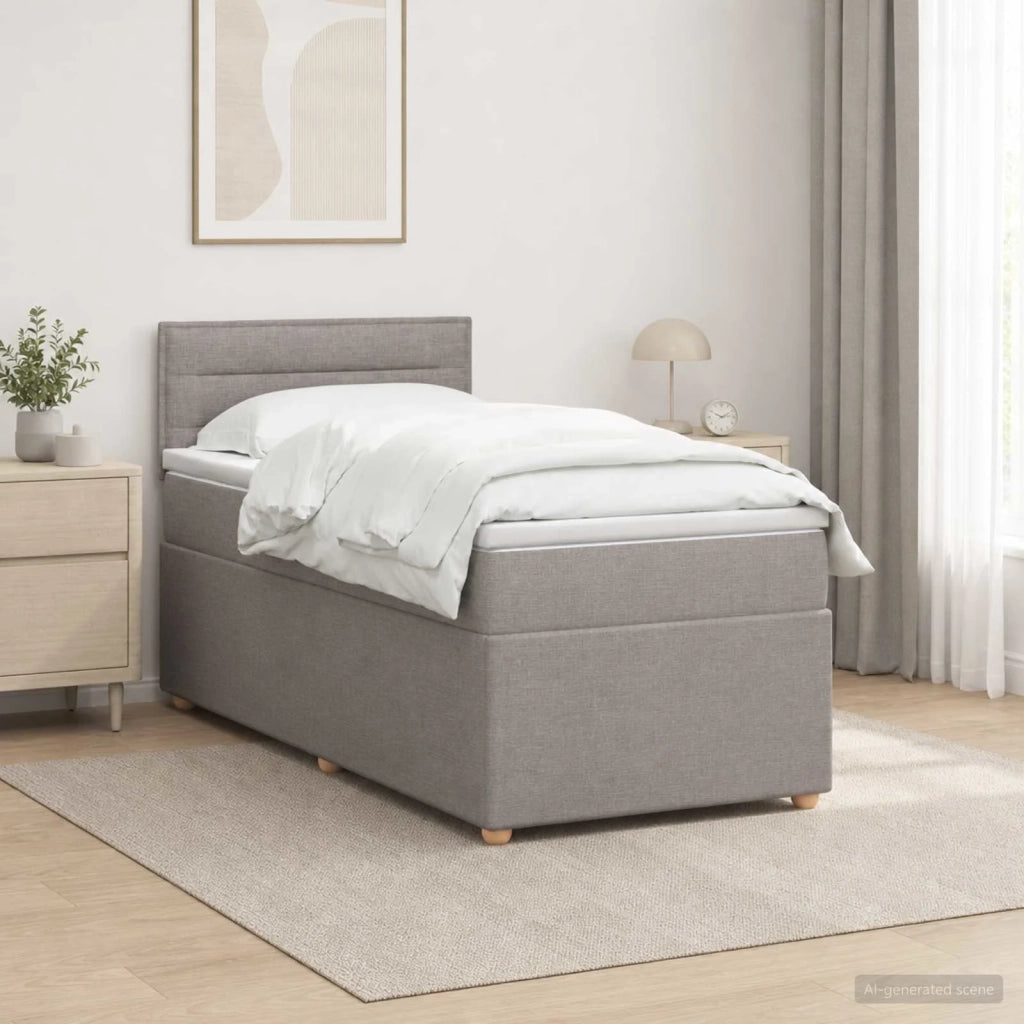 Letto box spring con materasso Tortora 80 x 200 cm Tessuto 3450822
