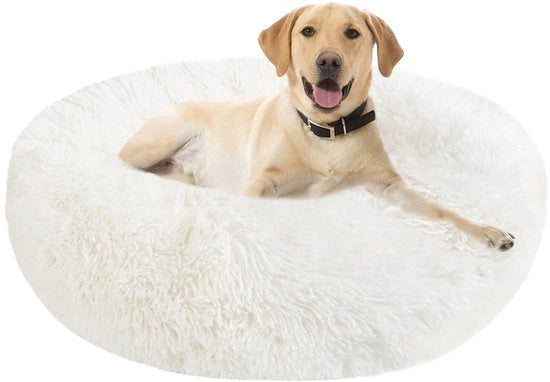 Letto per Cani, Cuscino per Gatti, Cuscino in Plush Ronde Donut, Cuscino per Cani e Gatti, Cuscino per Animali da Compagnia, Dimensioni S/M/L/XL/XXL, XXL-80cm, Bianco