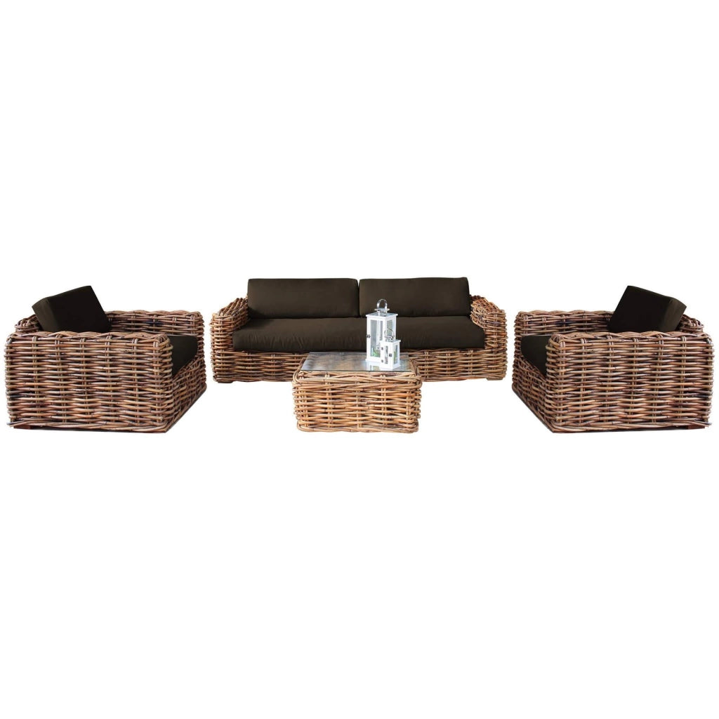 Salotto da Giardino con cuscini in Rattan naturale - NATUR