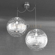 MOON SOSPENSIONE 2 LUCI D.40 CM. VETRO BIANCO 1117-S2-40-BI