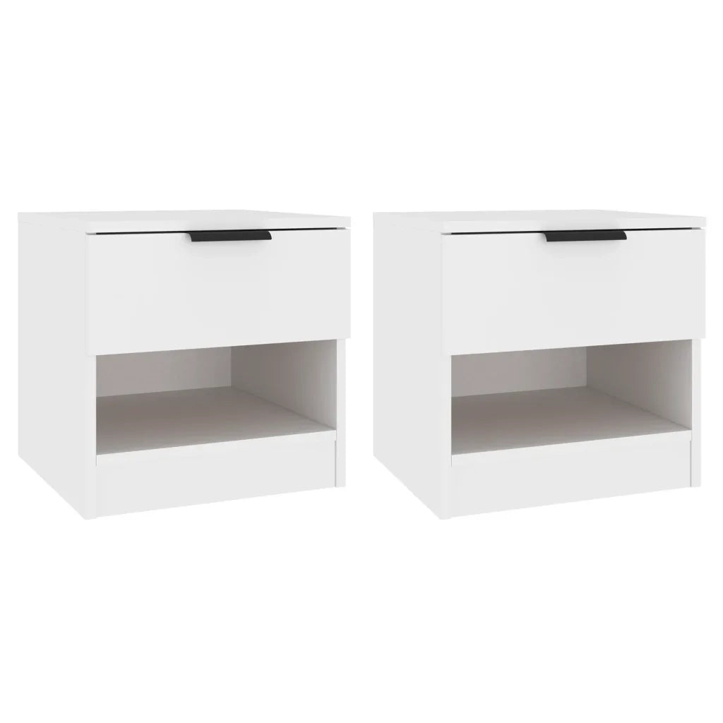 Comodini 2 pz Bianchi in Legno Multistrato 811251