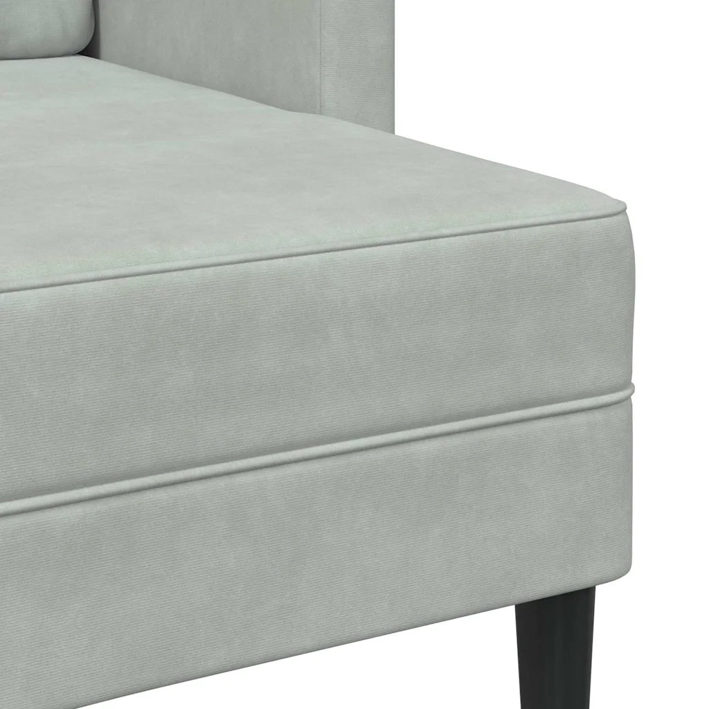 Divano 2 Posti con Chaise a L-Sofa 2 Posti con Chaise Grigio Chiaro 125 cm in Velluto