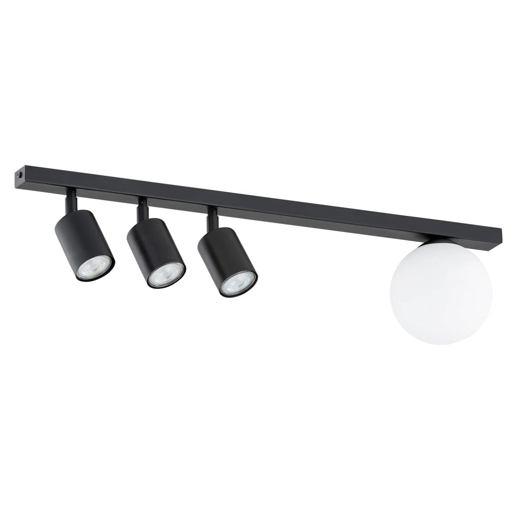 Plafoniera Minimal 4 Luci Sobek In Acciaio Nero E14+Gu10