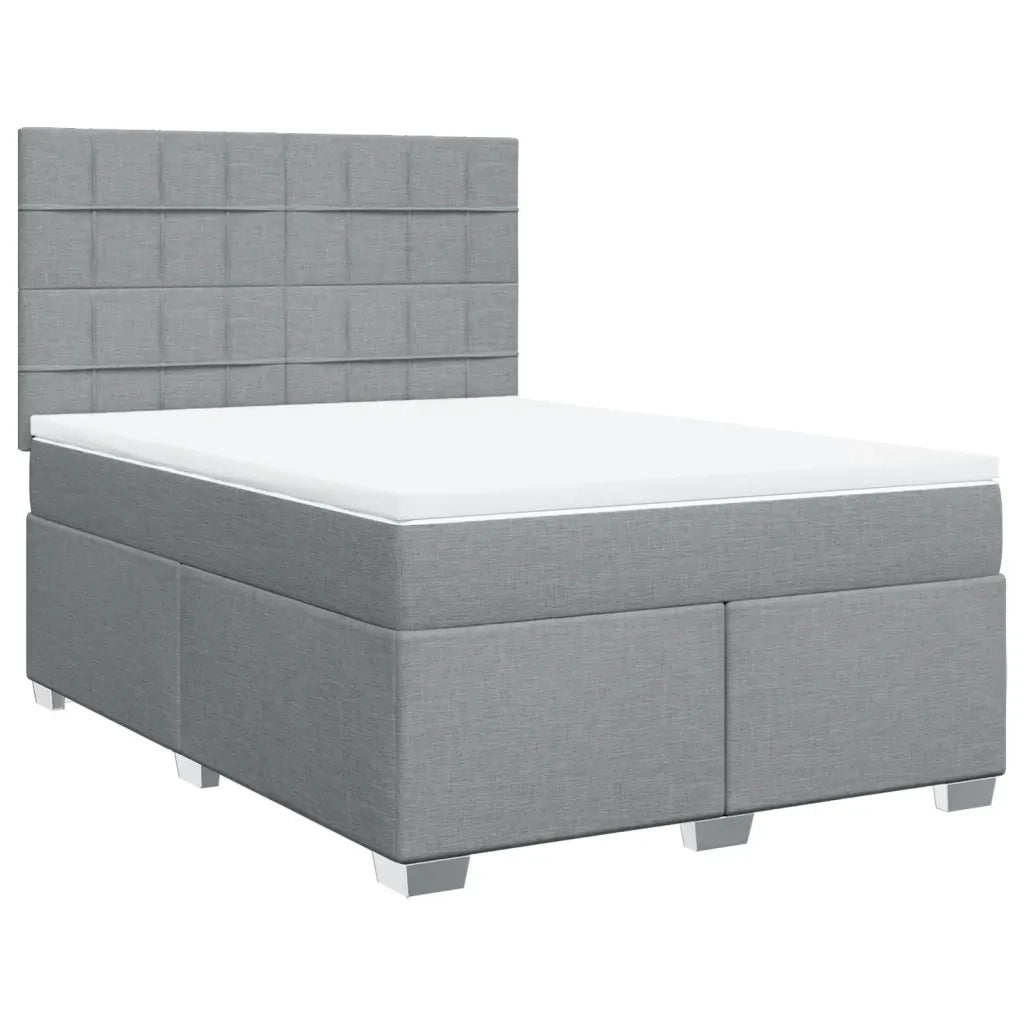Giroletto a Molle con Materasso Grigio Chiaro 140x190cm Tessuto