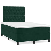 Letto a Molle con Materasso e LED Verde Scuro 120x190cm Velluto 3270332