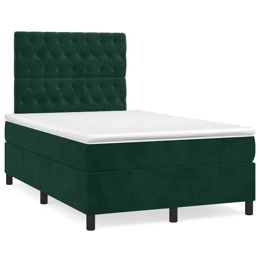 Letto a Molle con Materasso e LED Verde Scuro 120x190cm Velluto 3270332