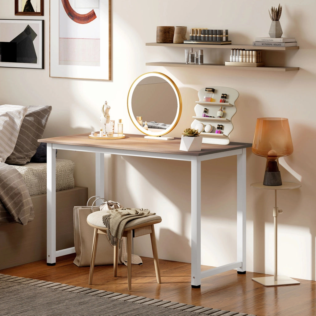 Scrivania Regolabile con Cassetti ¨C Zephmum ¨C Bianco e Legno 120x60x76 cm