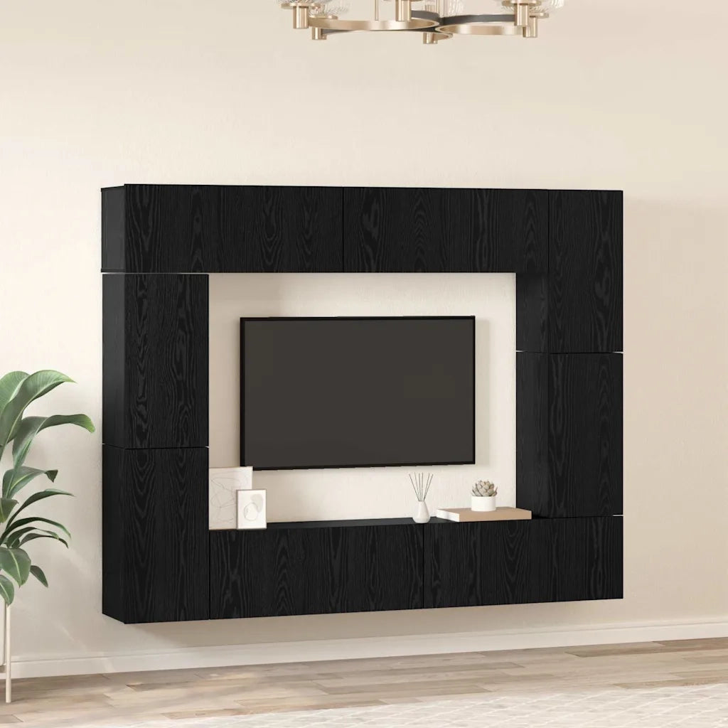 Set mobile TV 8 pcs Rovere Nero Legno multistrato 3393310