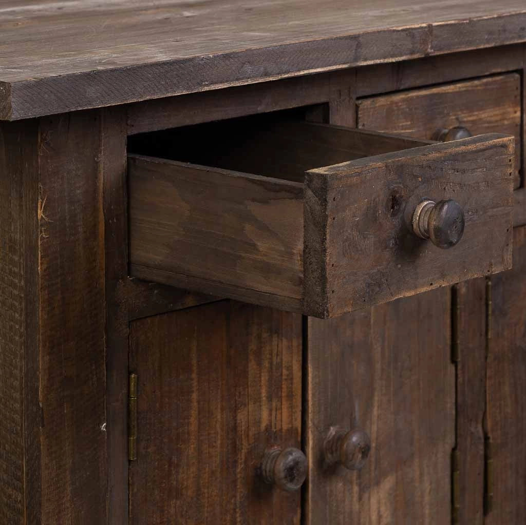 Credenza in legno con 5 cassetti e 6 ante marrone 120x43x80h cm
