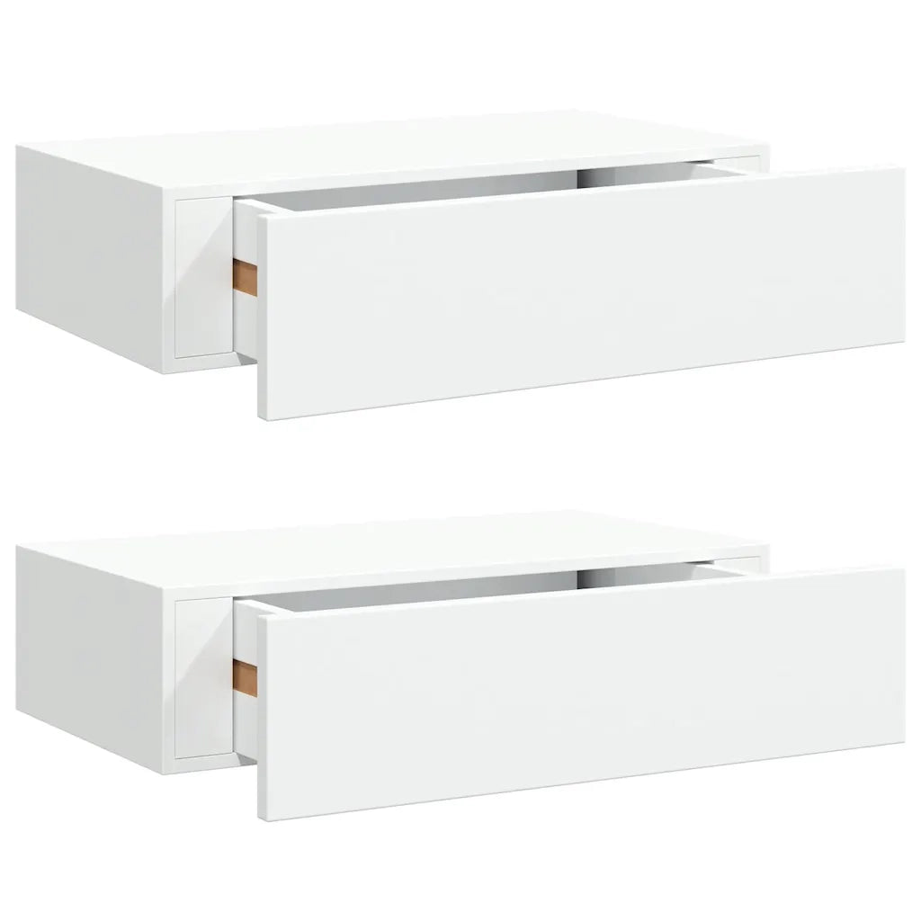 2 pz Scaffali con Cassetti da Parete | Mensola sospesa Bianchi 40x23,5x10 cm MDF