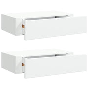2 pz Scaffali con Cassetti da Parete | Mensola sospesa Bianchi 40x23,5x10 cm MDF