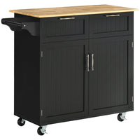 Carrello da Cucina 104x46x91 cm con Ruote in Legno Nero