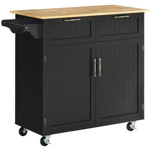 Carrello da Cucina 104x46x91 cm con Ruote in Legno Nero