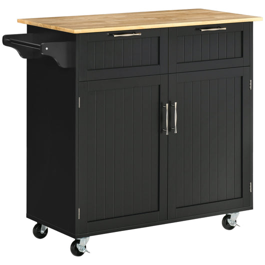 Carrello da Cucina 104x46x91 cm con Ruote in Legno Nero
