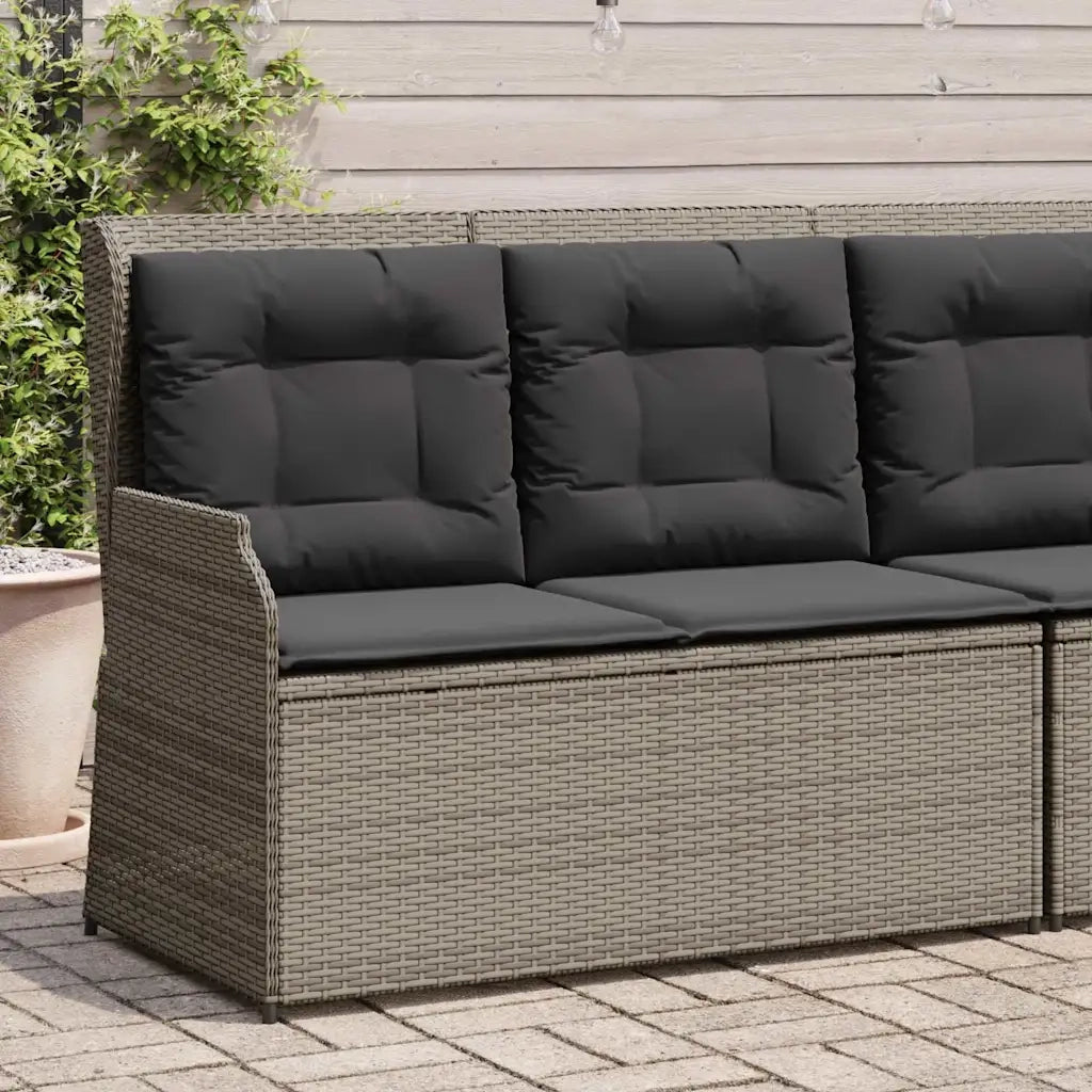 Panca Reclinabile da Giardino con Cuscini-Sgabello-Sedia da esterno Grigia in Polyrattan 966962