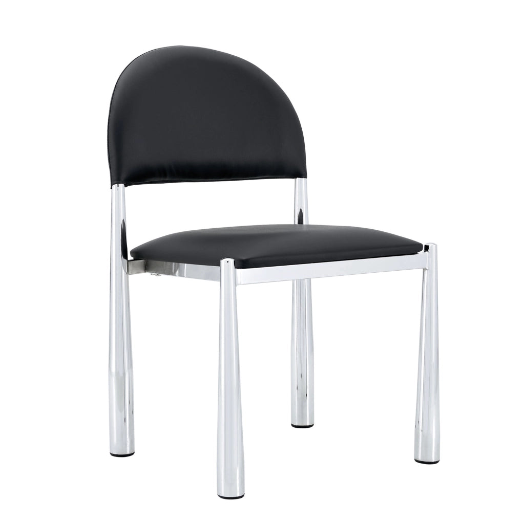Sedia da pranzo 80 cm con schienale ergonomico in PU nero