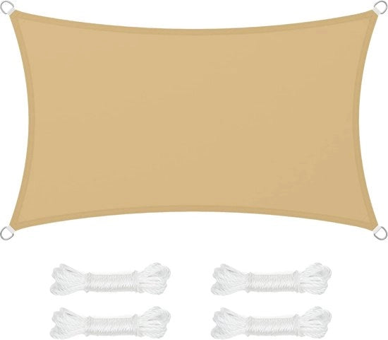 Tre pannelli di ombreggiamento quadrati da 6 m, ombreggiamento quadrato per terrazza, tenda di ombra per esterno, ombreggiamento acqua resistente per esterno, ombreggiamento quadrato, per terrazza, giardino, prato, giardino - Khaki - 3*6m