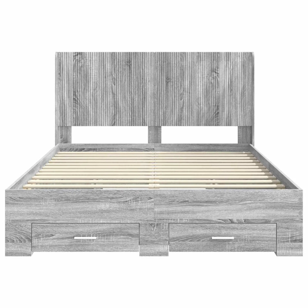 Struttura del letto con stoccaggio e testata Sonoma grigio 3414114