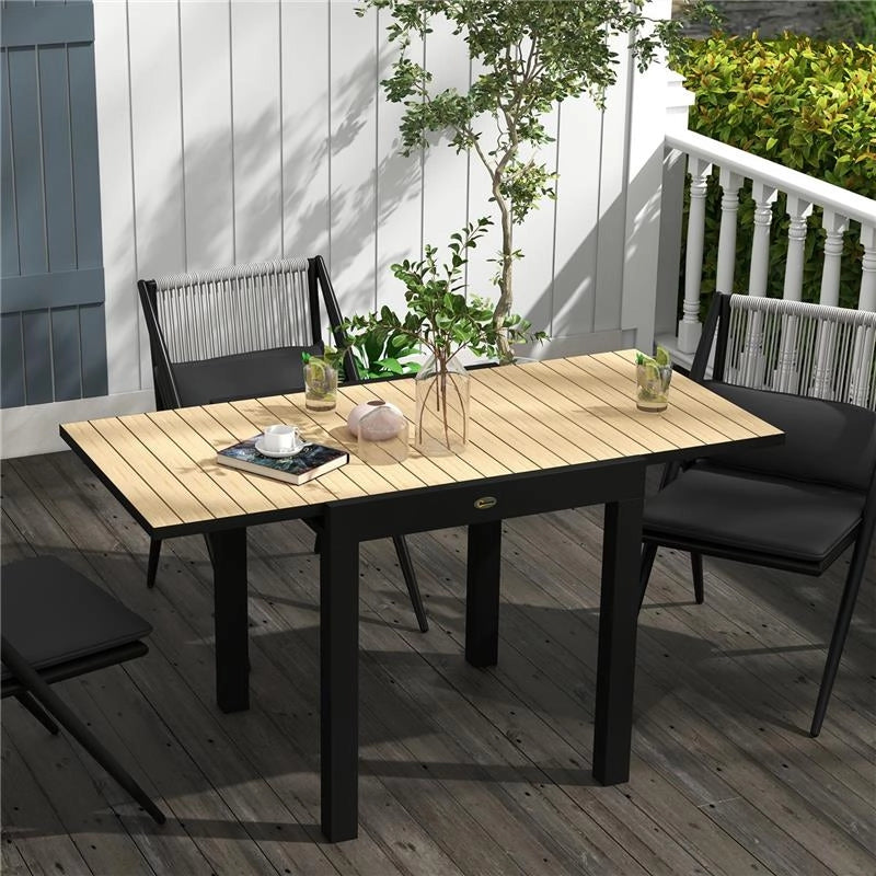 TAVOLO DA GIARDINO ALLUNGABILE PER 4-6 PERSONE CON PIANO A DOGHE, IN ALLUMINIO, 81/162X80X75 CM, GIALLO