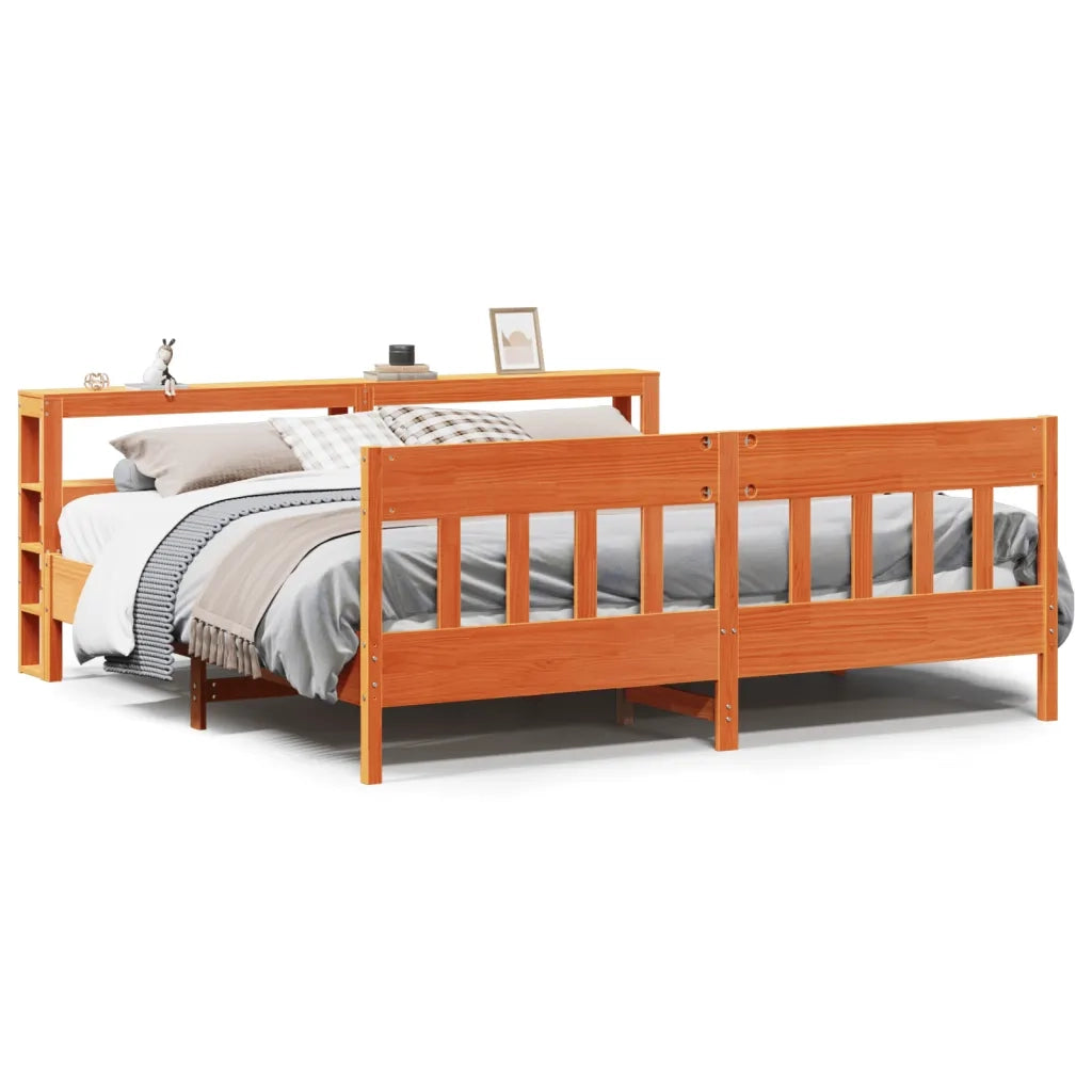 Letto senza Materasso Marrone Cera 200x200 cm in Legno di Pino 3306254