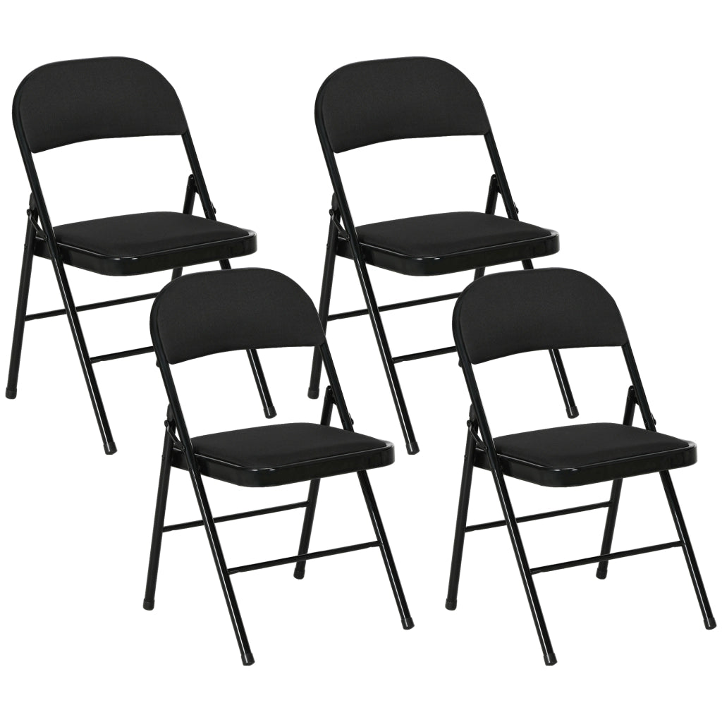 Set di 4 Sedie Pieghevoli con Seduta Imbottita ¨C Minimal ¨C Nero, Poliestere, Acciaio